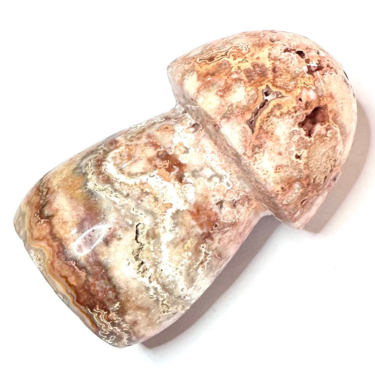 One of a Kind Crazy Lace Agate Druzy Mushroom Stone-2 3/4 x 1 3/4"
