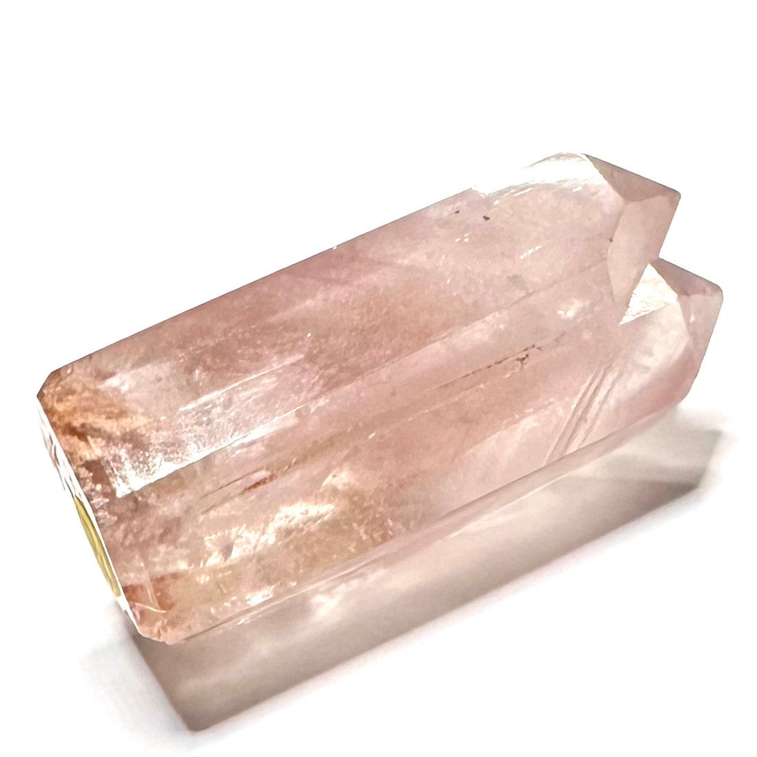 One of a Kind Pink Lithium Quartz with Rainbow Inclusions Double Terminated Stone Tower-1 3/4 x 3/4"