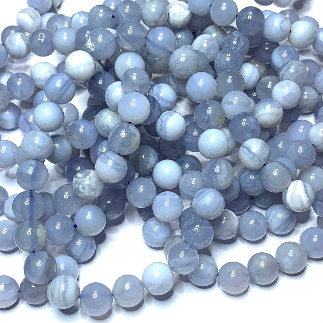 Natural Blue Chalcedony Mala Bead Bracelets-9mm (NC4816)