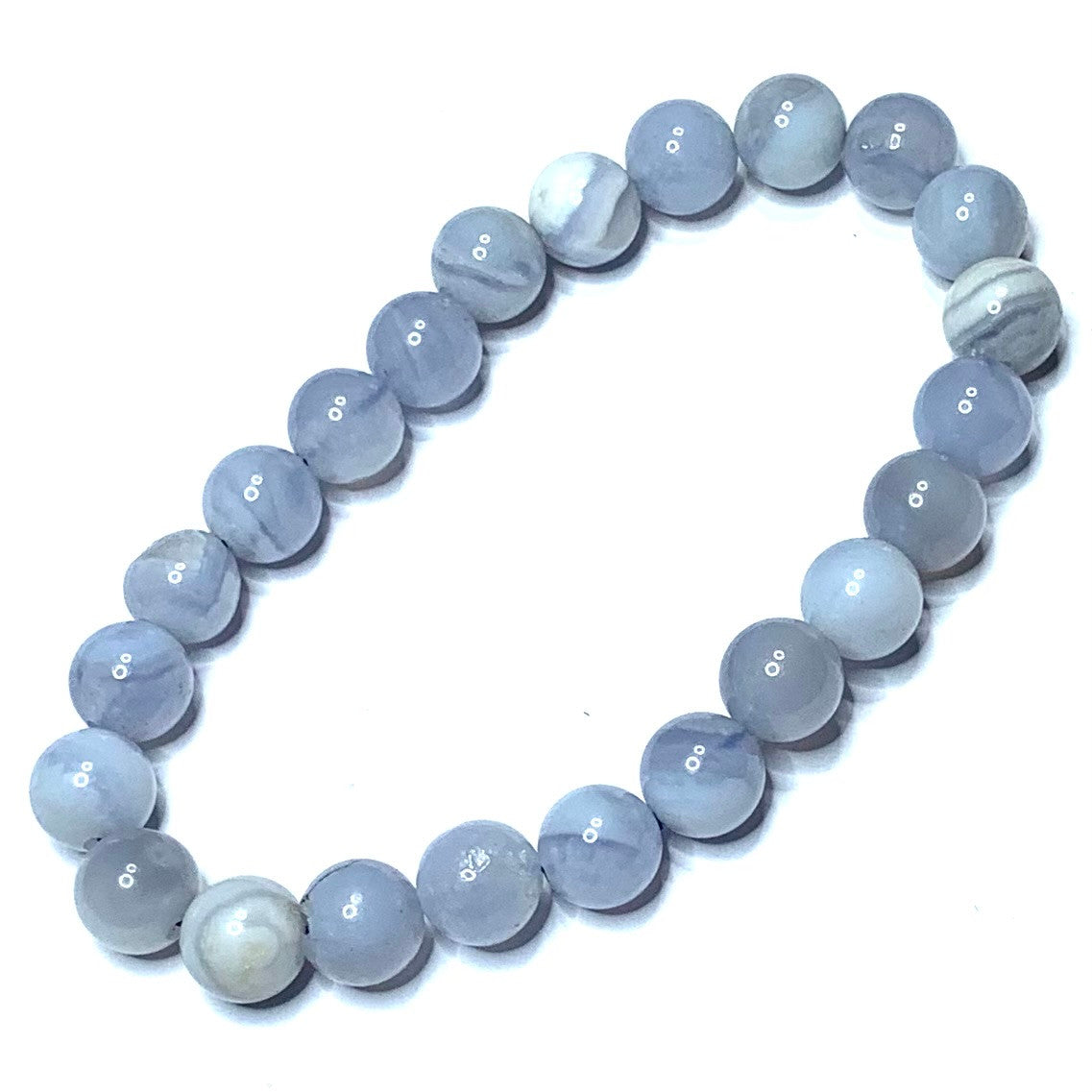 Natural Blue Chalcedony Mala Bead Bracelets-9mm (NC4816)