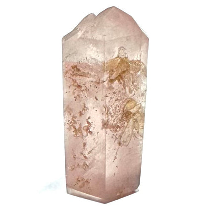 One of a Kind Pink Lithium Quartz with Rainbow Inclusions Double Terminated Mini Stone Tower-2 x 3/4"