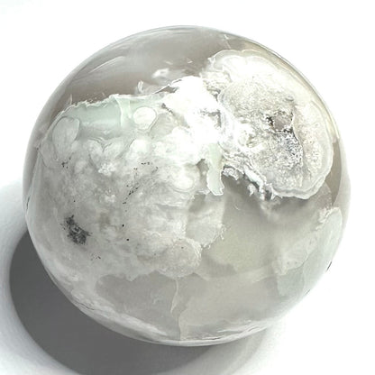 One of a Kind Black Snow Flower Agate with Druzy Stone Sphere-2"-NC5267 (NC5267)