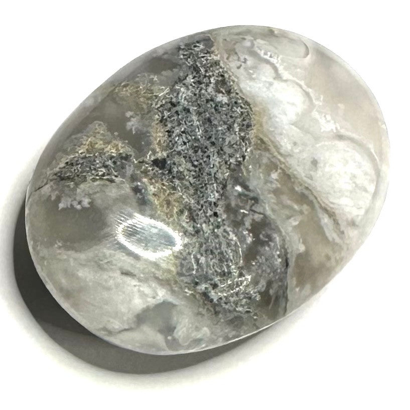 One of a Kind Black Snow Flower Agate with Druzy Palm Stone-2 x 1 1/2" (NC5270)