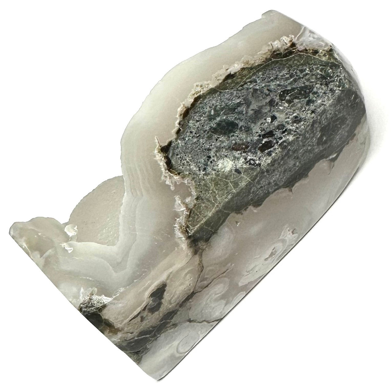 One of a Kind Black Snow Flower Agate with Druzy Stone Tower-3 1/2 x 1 1/2" (NC5276)