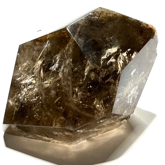 One of a Kind Smokey Garden Quartz with Rainbow Inclusions Freeform Stone-3  1/2 x 2 1/2"