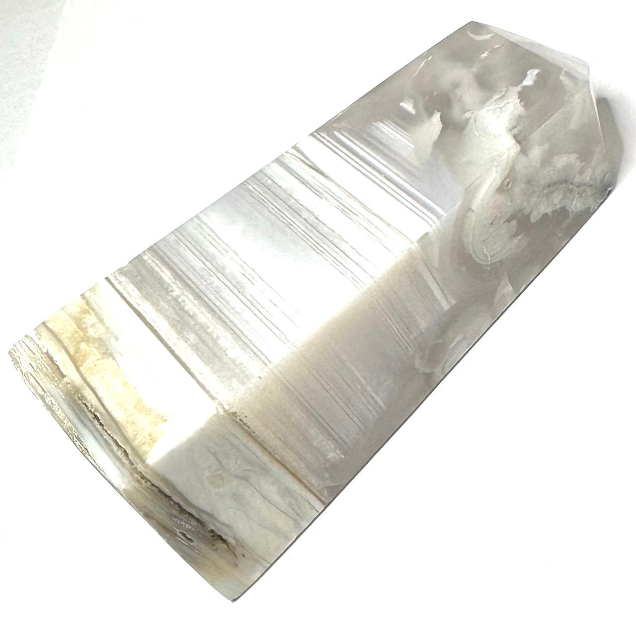 One of a Kind Black Snow Flower Agate Stone Tower-3 3/4 x 1 1/2" (NC5277)
