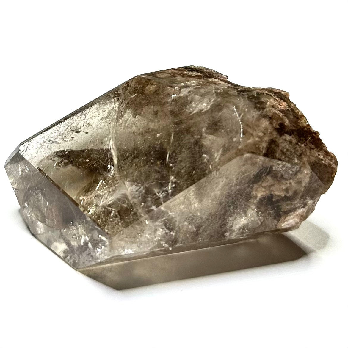 One of a Kind Smokey Garden Quartz with Rainbow Inclusions Freeform Stone-2 3/4 x 1 3/4"