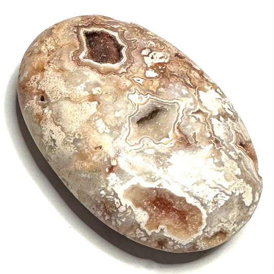 One of a Kind Crazy Lace Agate with Druzy Palm Stone-2 1/4 x 1 1/2" (NC5296)