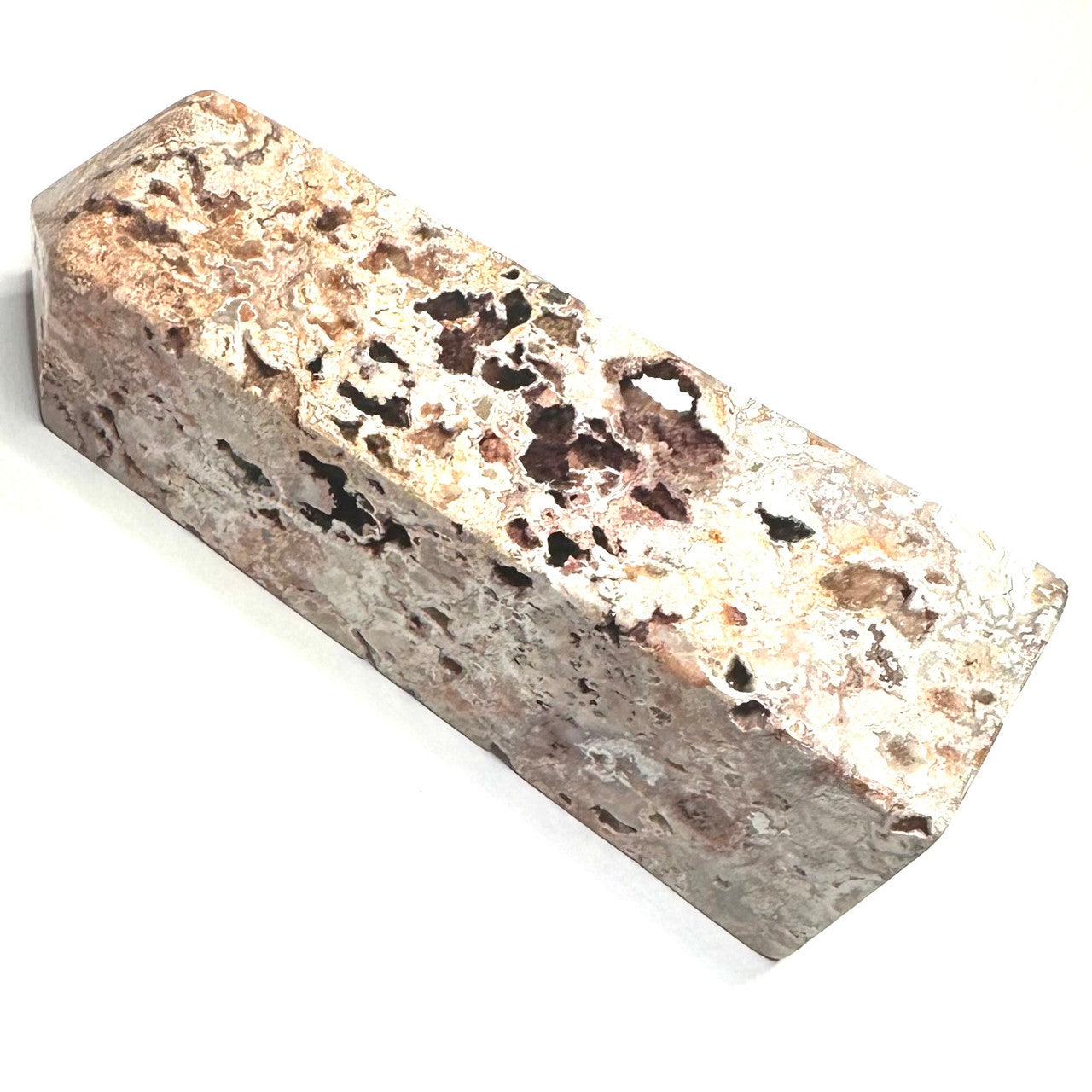 One of a Kind Crazy Lace Agate with Druzy Stone Tower-4 x 1 1/4" (NC5297)