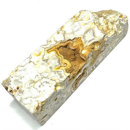 One of a Kind Crazy Lace Agate with Druzy Stone Tower-4 1/2 x 1 1/4"-NC5298 (NC5298)