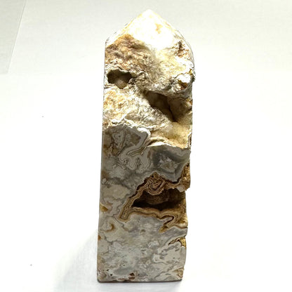 One of a Kind Crazy Lace Agate with Druzy Stone Tower-4 1/2 x 1 1/4"-NC5298 (NC5298)