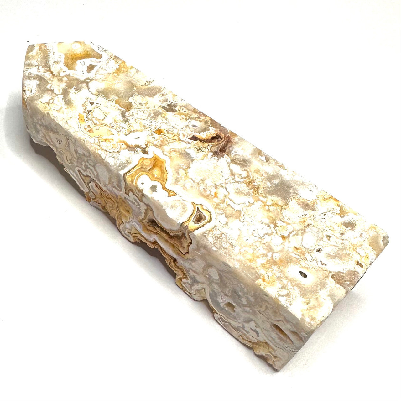 One of a Kind Crazy Lace Agate with Druzy Stone Tower-4 1/2 x 1 1/4"-NC5298 (NC5298)