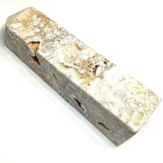 One of a Kind Crazy Lace Agate with Druzy Stone Tower-5 1/4 x 1 1/4' (NC5299)