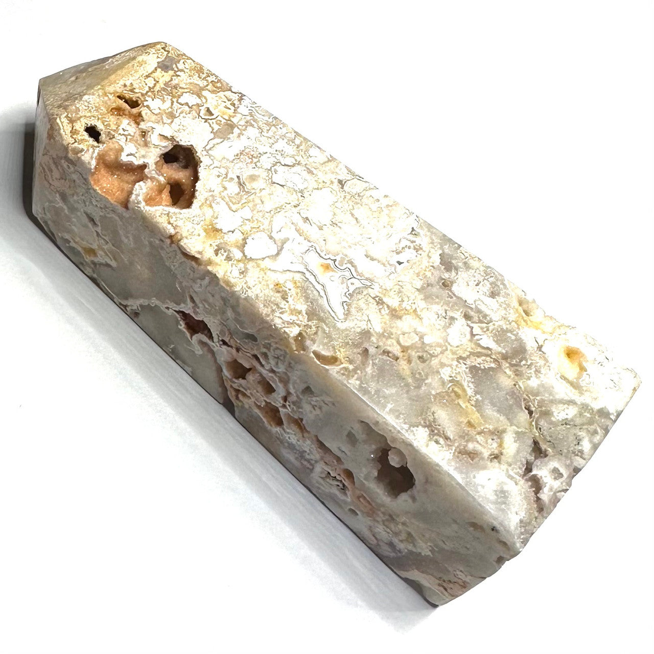 One of a Kind Crazy Lace Agate with Druzy Stone Tower-4 1/4 x 1 1/2" (NC5300)