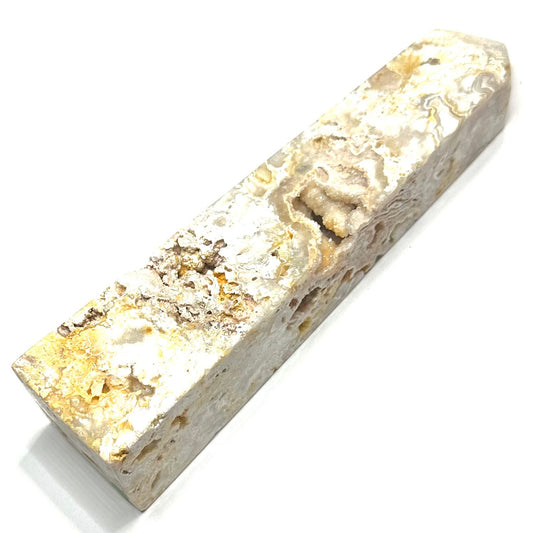 One of a Kind Crazy Lace Agate with Druzy Stone Tower-6 1/4 x 1 1/2" (NC5301)