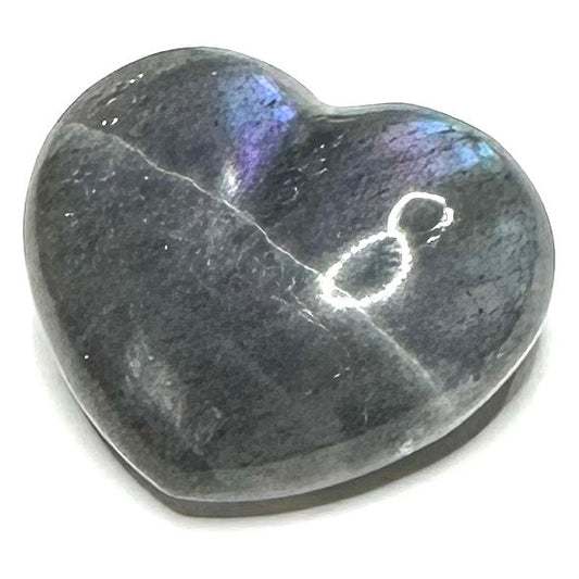 One of a Kind Purple Flash Labradorite Carved Heart Palm Stone-1"-NC5305 (NC5305)