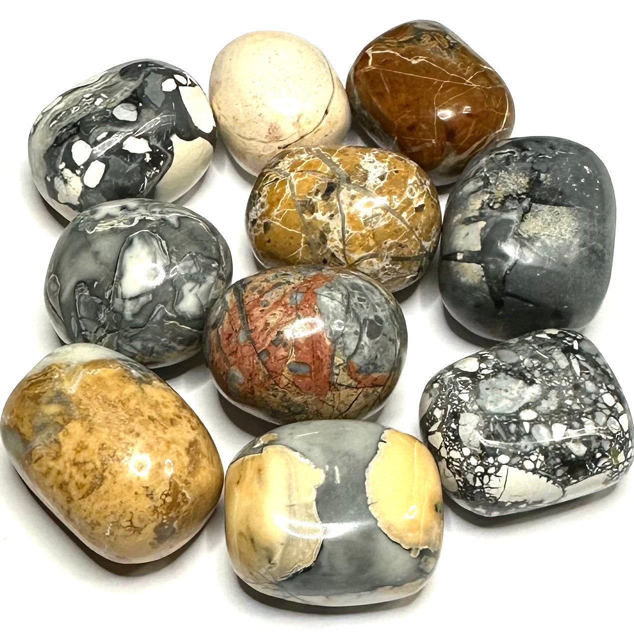 One of a Kind Lot of Tumbled and Polished Maligano Jasper Pocket Stones-19-27mm-NC5310