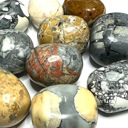One of a Kind Lot of Tumbled and Polished Maligano Jasper Pocket Stones-19-27mm-NC5310