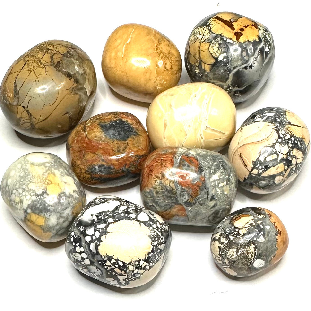 One of a Kind Lot of Tumbled and Polished Maligano Jasper Pocket Stones-20-30mm (NC5311)