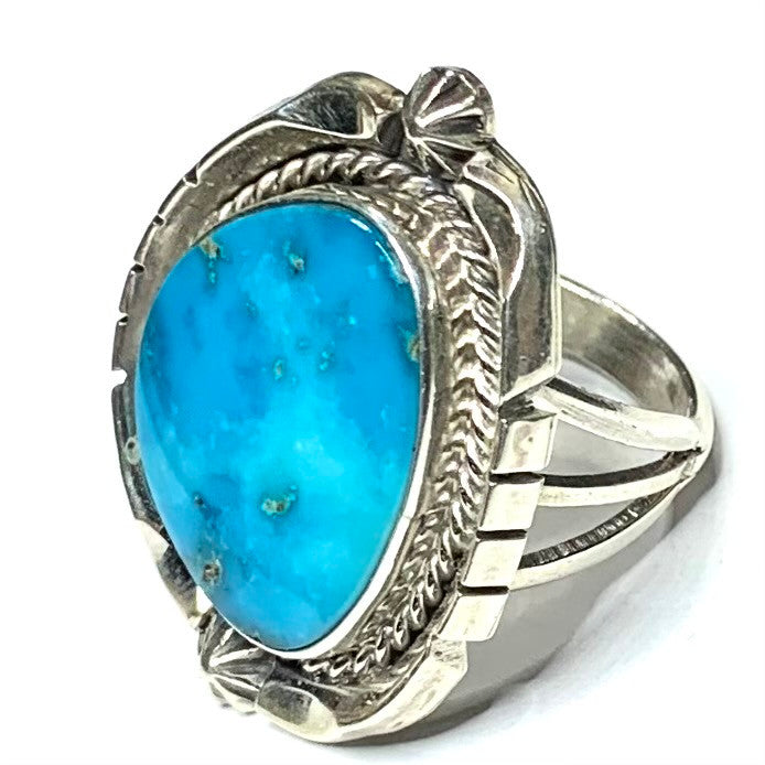 One of a Kind Kingman Turquoise and Sterling Silver Ring-30 x 22mm (SP3558)