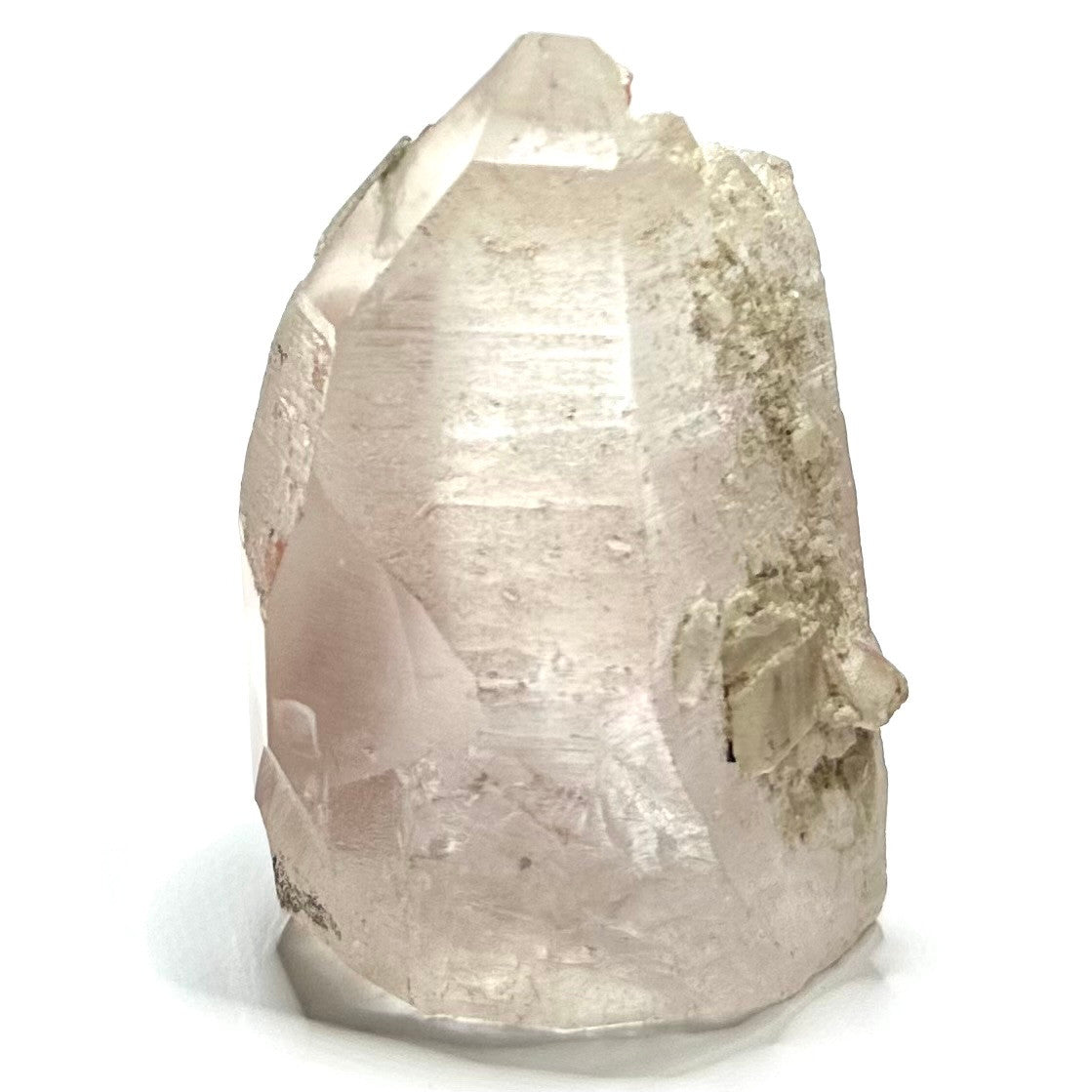 One of a Kind Raw Pink Lithium with Rainbow Inclusions Point-3 x 2"