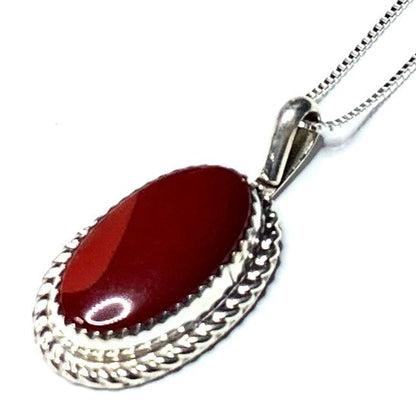 One of a Kind Rosarita and Sterling Silver Oval Pendant Necklace-24 x 15mm (SP3567)