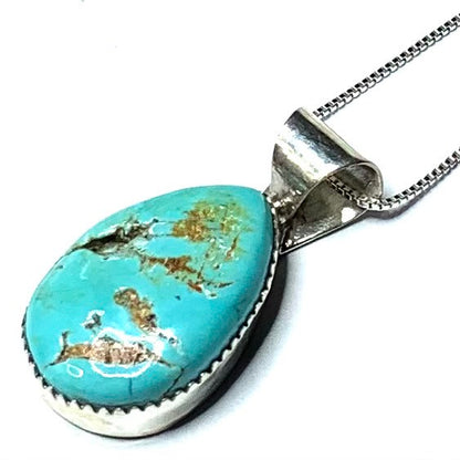 One of a Kind Canditus Turquoise Necklace with Sterling Silver Box Chain-27 x 18mm (SP3569)