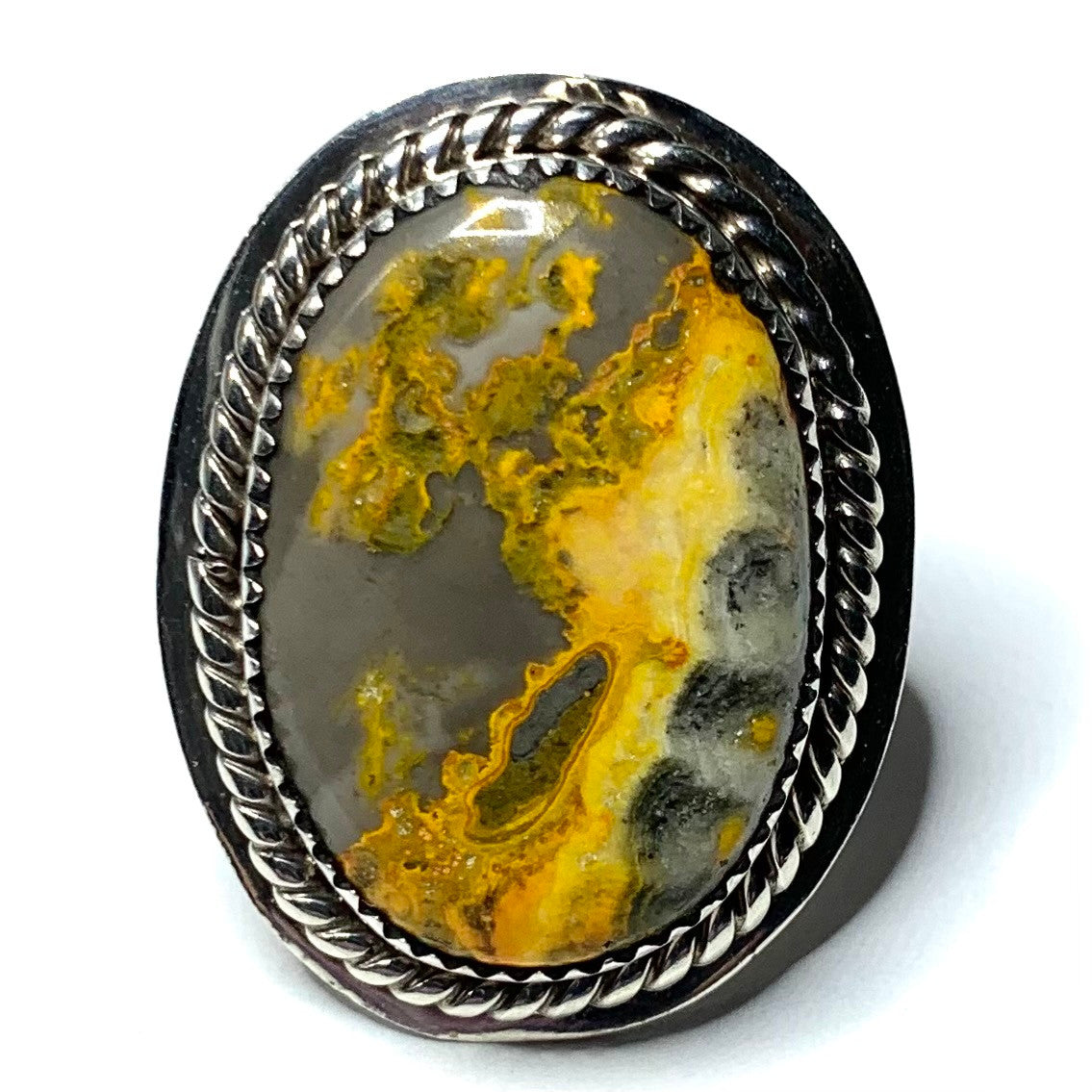 One of a Kind Bumble Bee Jasper and Sterling Silver Ring-35 x 27mm (SP3573)