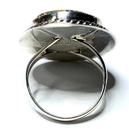 One of a Kind Bumble Bee Jasper and Sterling Silver Ring-35 x 27mm (SP3573)