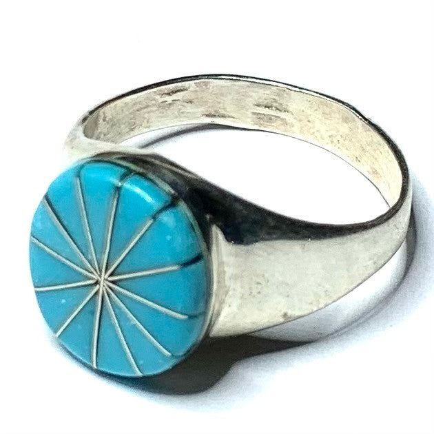 One of a Kind Kingman Turquoise and Sterling Silver Ring-12mm (SP3574)