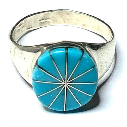 One of a Kind Kingman Turquoise and Sterling Silver Ring-12mm (SP3574)