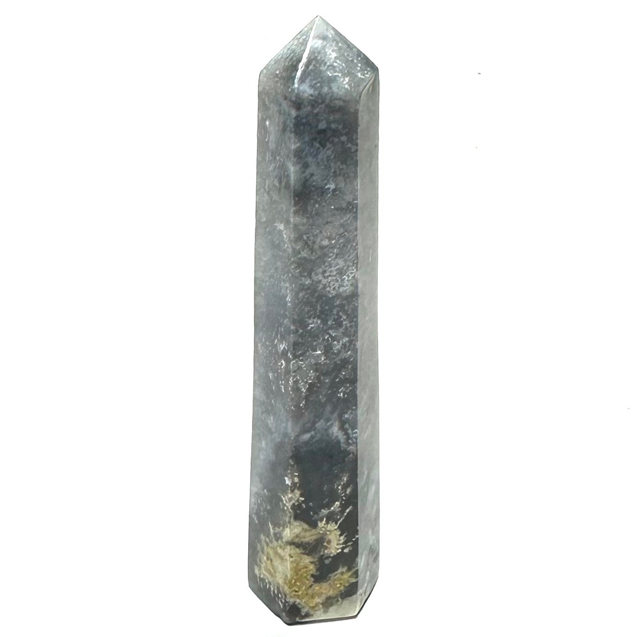 One of a Kind Blue Plume Agate Tower Stone-3 3/4 x 3/4"