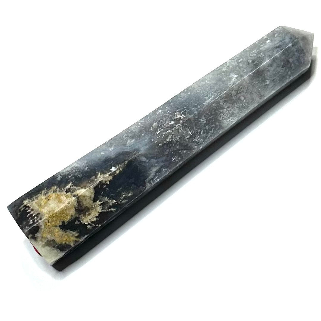 One of a Kind Blue Plume Agate Tower Stone-3 3/4 x 3/4"