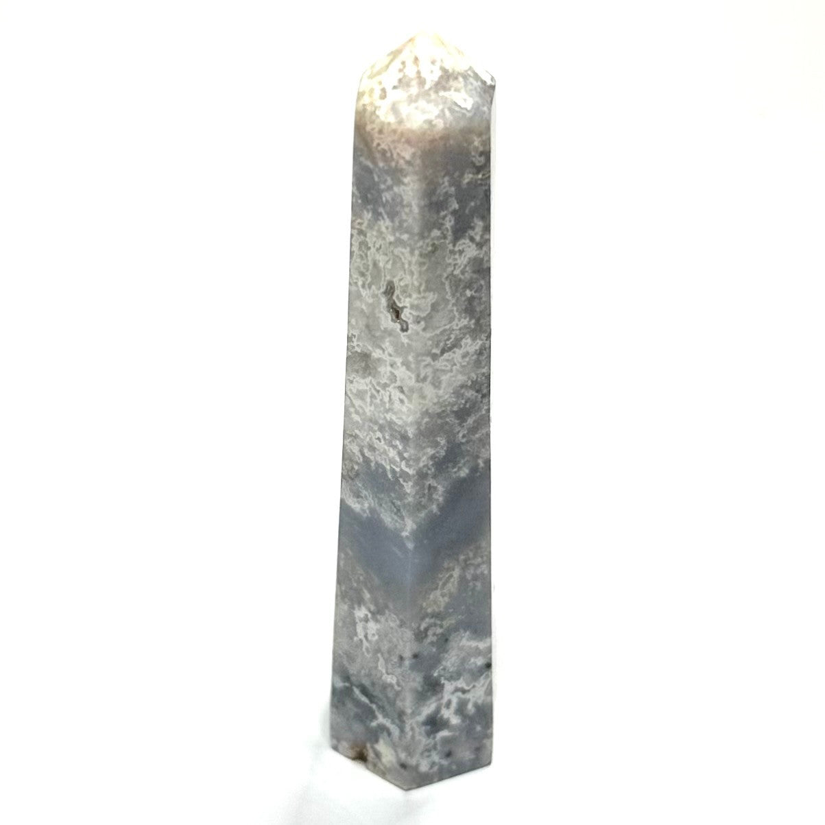 One of a Kind Blue Plume Agate with Druzy Tower Stone-4 x 1"