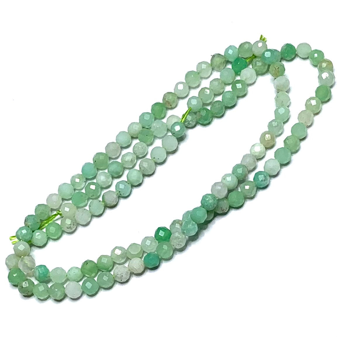 Chrysoprase Micro-Diamond Cut Faceted Round Beads-3mm (SP4902)