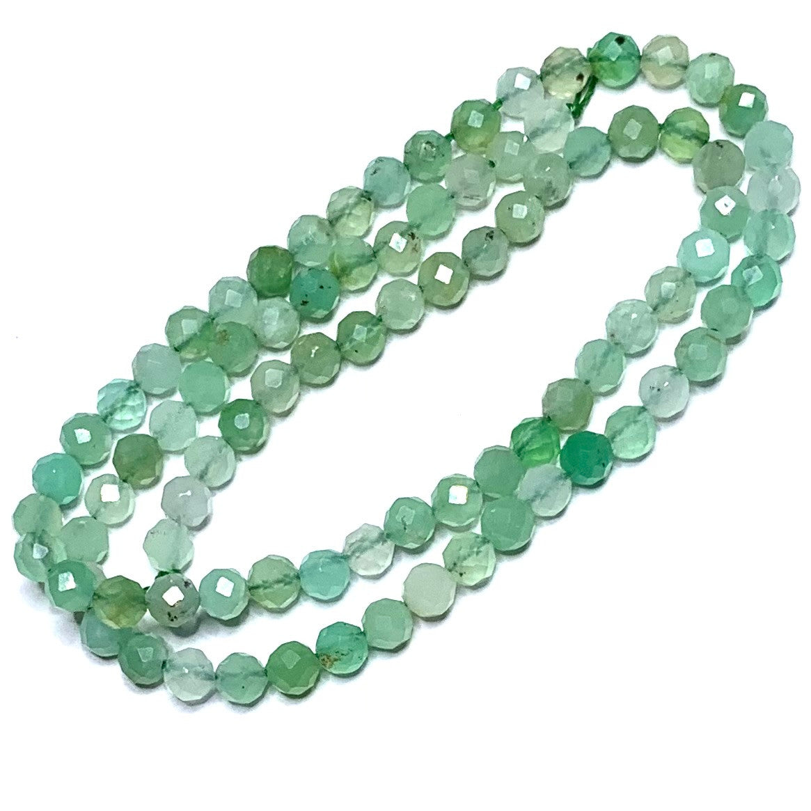 Chrysoprase Micro-Diamond Cut Faceted Round Beads-A+ Grade-4mm (SP4903)