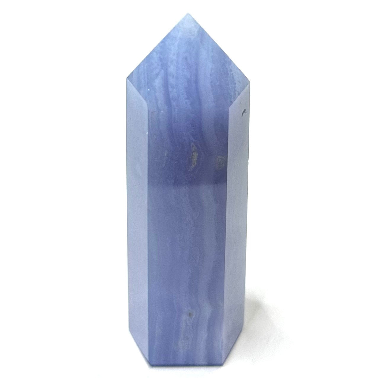 One of a Kind Blue Lace Agate with Druzy Tower Stone-3 3/4 x 1"