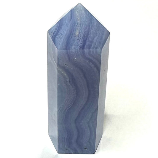 One of a Kind Blue Lace Agate with Druzy Tower Stone-3 3/4 x 1"
