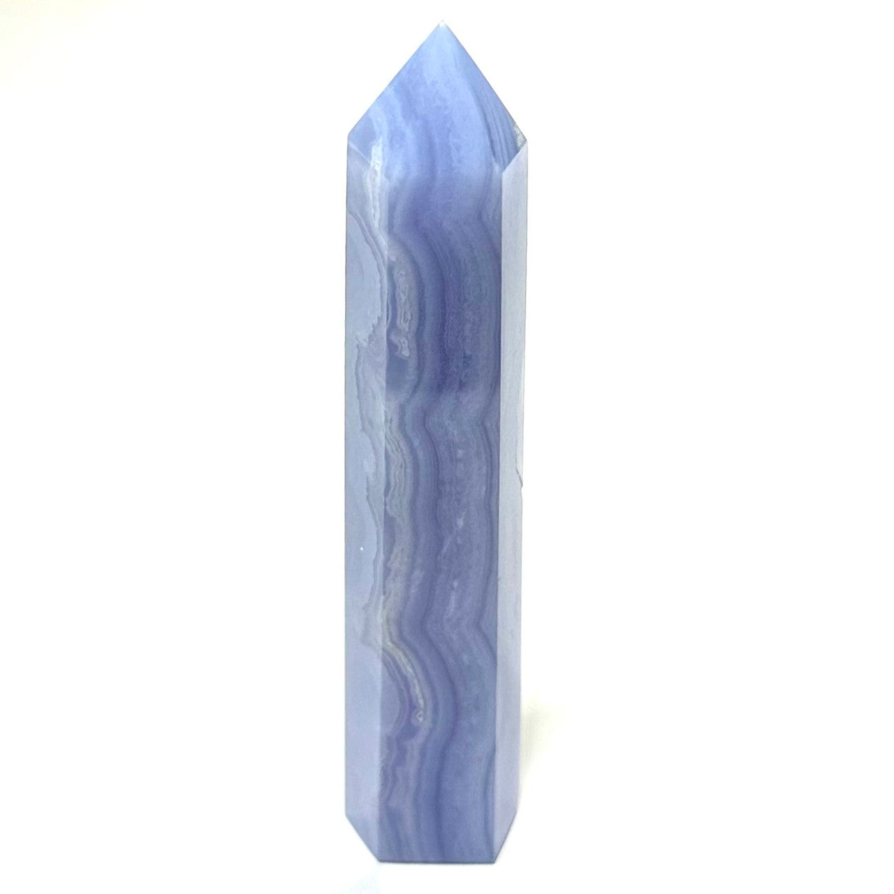 One of a Kind Blue Lace Agate with Druzy Tower Stone-4 1/2 x 1"