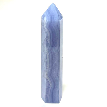 One of a Kind Blue Lace Agate with Druzy Tower Stone-4 1/2 x 1"