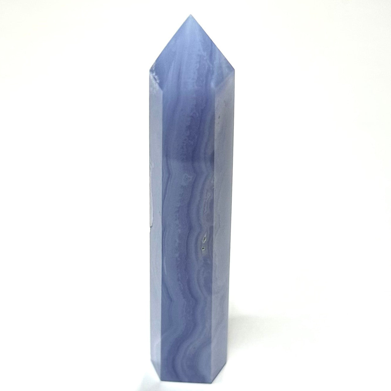 One of a Kind Blue Lace Agate with Druzy Tower Stone-4 1/2 x 1"