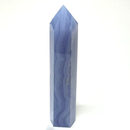 One of a Kind Blue Lace Agate with Druzy Tower Stone-4 1/2 x 1"