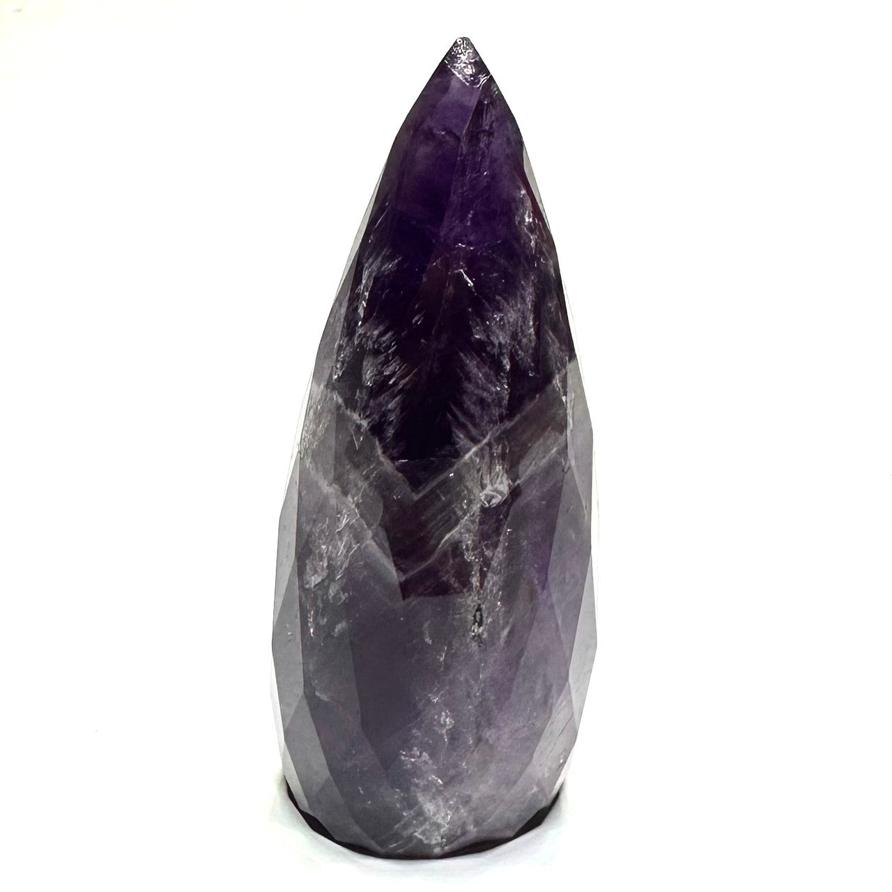 RARE-Amethyst Faceted Teardrop Stone Tower-Top Quality-4 x 1 1/2"