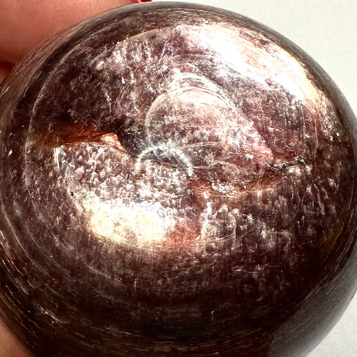 RARE-One of a Kind Purple Mica Lepidolite with Rainbow Inclusions  Stone Sphere-1 1/2"-NC6321