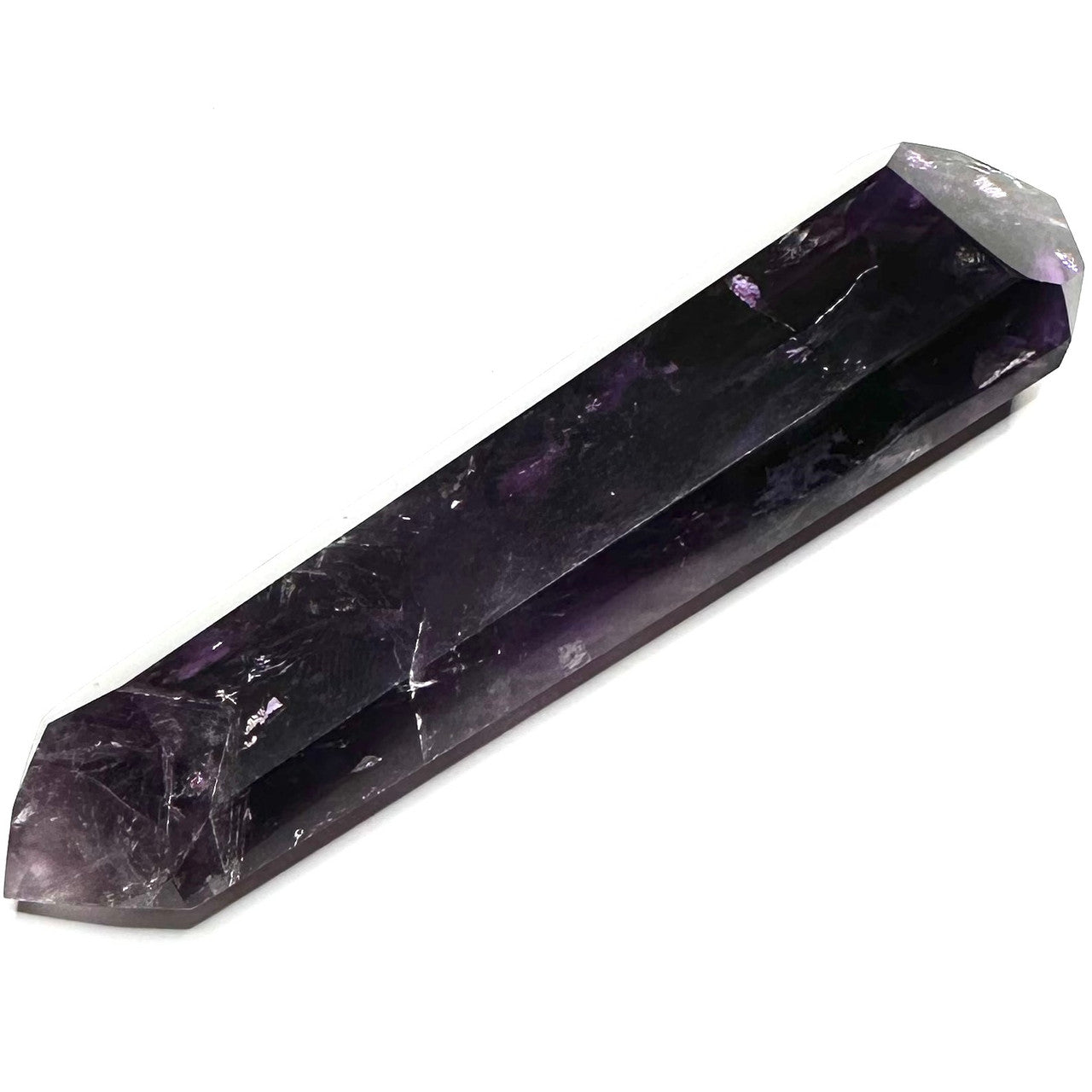 One of a Kind Amethyst with Rainbow Inclusions Double Terminated Point-5 1/2 x 1 1/4"