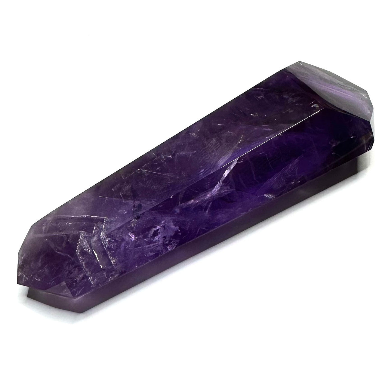 One of a Kind Amethyst with Rainbow Inclusions Double Terminated Point-43/4 x 1 1/2"
