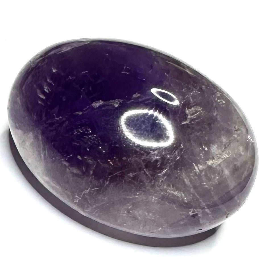 One of a Kind Amethyst with Rainbow Inclusions Palm Stone-2 1/4 x 1 1/2"