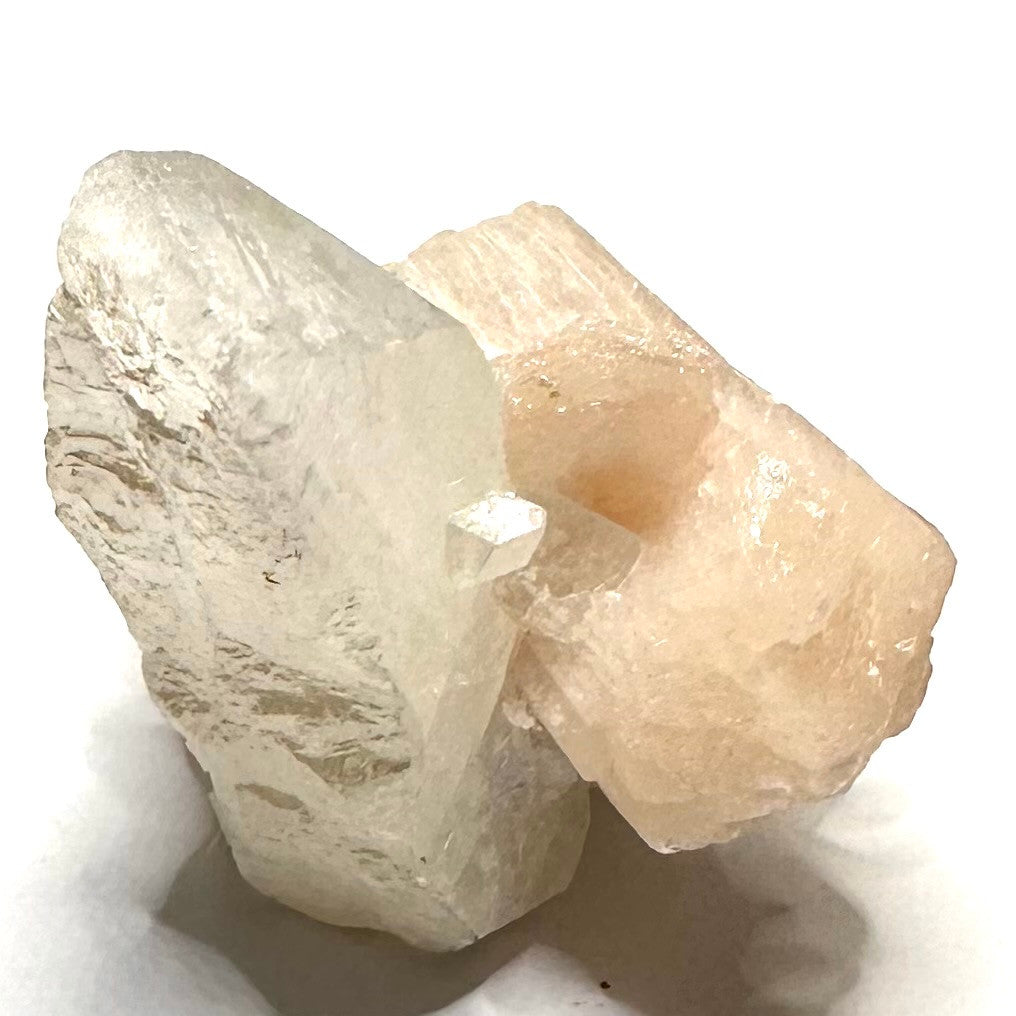 One of a Kind Apophyllite with Peach Stilbite Crystal Cluster-1 3/4 x 1 1/4"
