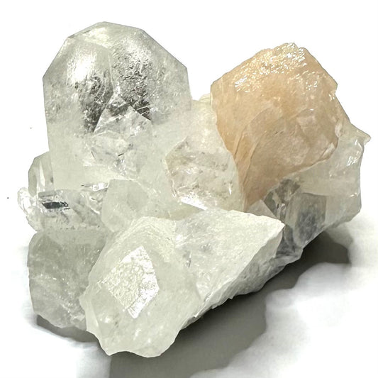One of a Kind Apophyllite with Peach Stilbite Crystal Cluster-2 1/4 x 1 3/4"-NC6342