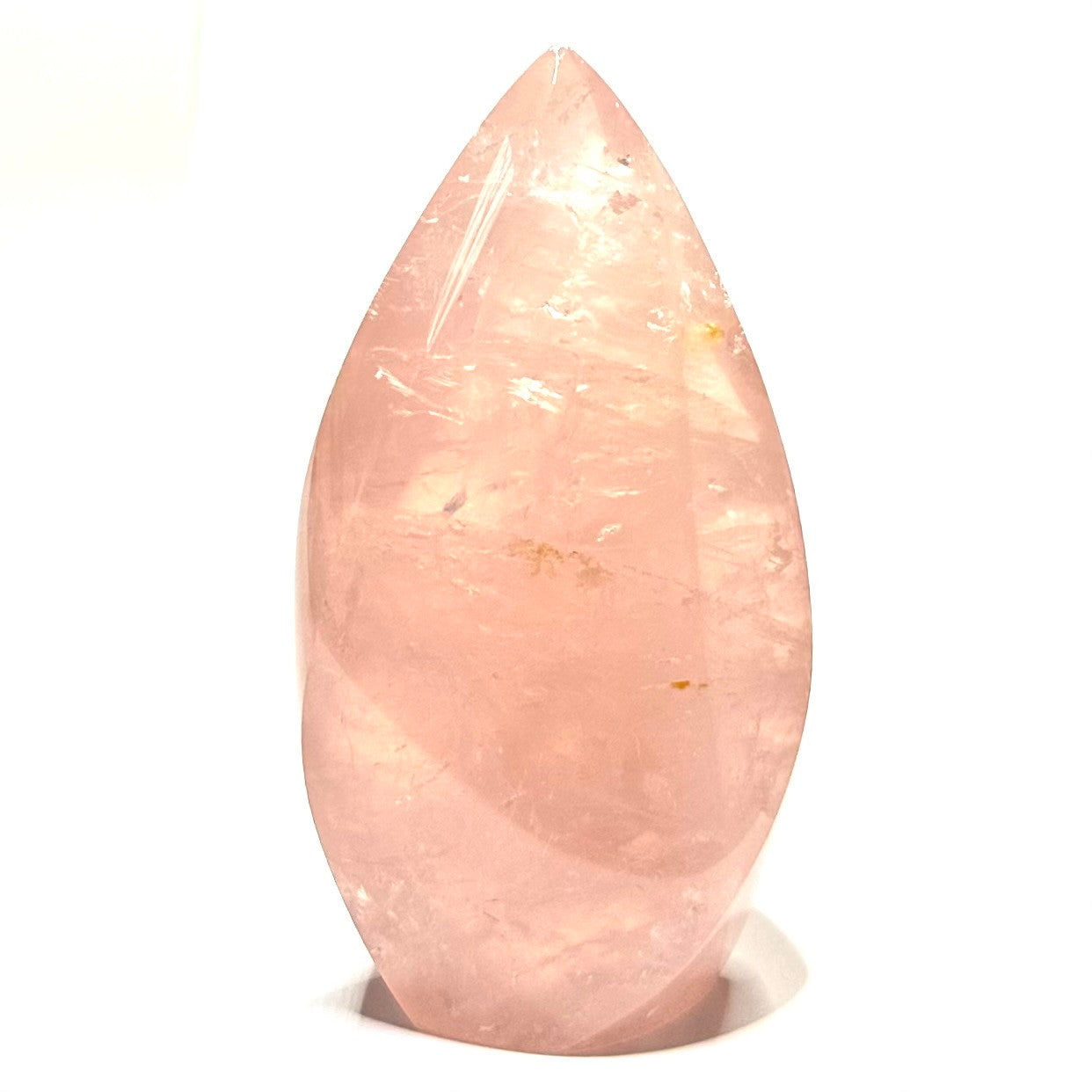 One of a Kind Rose Quartz with Hematoid and Rainbows Flame Stone Tower-4 1/2 x 1 1/2" (NC5350)